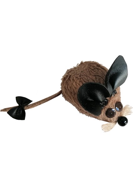 CLZ205 Kedi Oyuncağı Bıyıklı Peluş Fare 4,5 x 6-15 cm Taba
