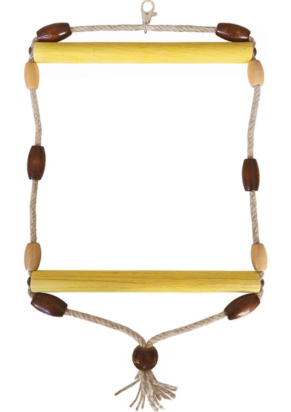 CLZ205 Doğal Ahşap Papağan Salıncağı Boncuklu 21 x 36 cm
