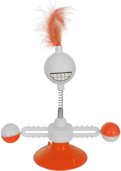 CLZ205 Vantuzlu Komik Dönen Kedi Oyuncağı 17 Cm*18-30 cm Turuncu