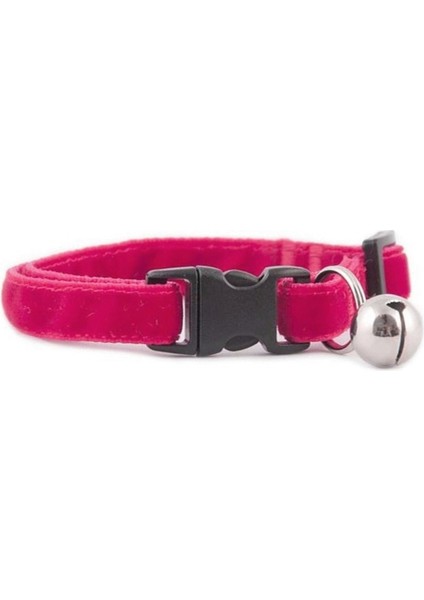 CLZ205 Kedi Boyun Tasması Kadife Dokulu Çanlı 1*30 cm Fuşya