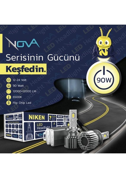 H9 led xenon far ampulü seti niken nova 12000lm