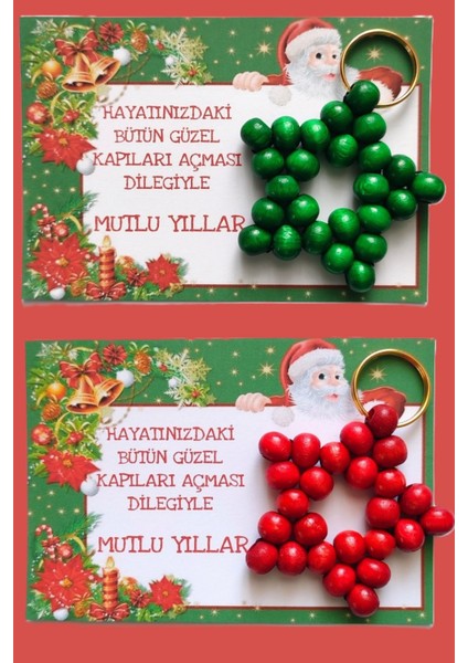 Kırmızı&yeşil 10 Adet Anahtarlık - Yılbaşı Hediyesi - Christmas Gift modelleri
