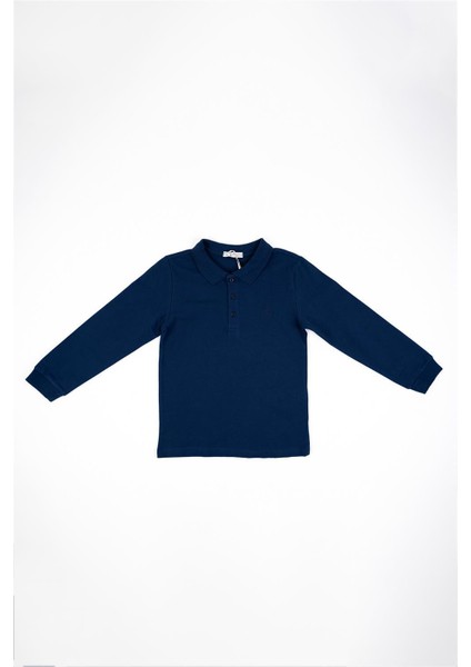 Erkek Bebek Polo Yaka Lacivert Sweatshirt
