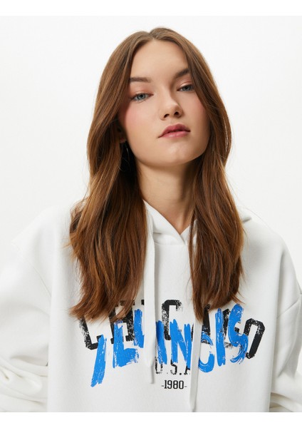 Kapşonlu Sweatshirt Arkası ve Önü Baskılı Uzun Kollu Pamuk Karışımlı fiyatları