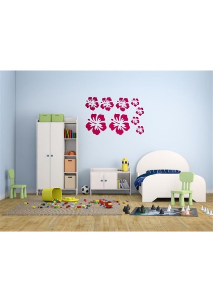 DUVAR ÇIKARTMA STICKER DEKORATİF DUVAR KAĞIDI,SÜS İKİ ADET PEMBE ÇİÇEKLİ PVC 48X33X0,5CM