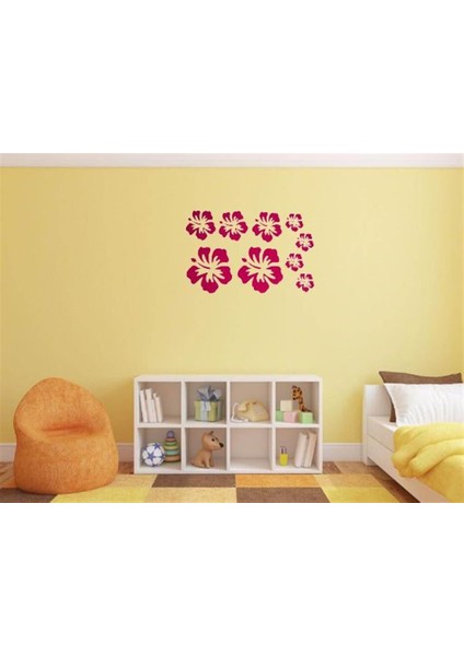 DUVAR ÇIKARTMA STICKER DEKORATİF DUVAR KAĞIDI,SÜS İKİ ADET PEMBE ÇİÇEKLİ PVC 48X33X0,5CM
