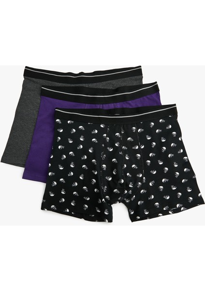 3'lü Boxer Seti Kuru Kafa Baskılı Çok Renkli fiyatları