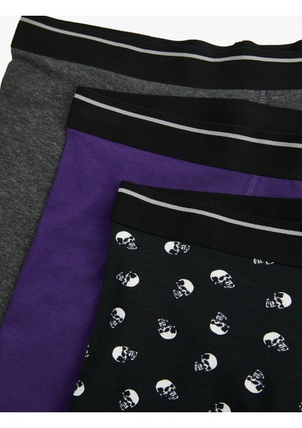 3'lü Boxer Seti Kuru Kafa Baskılı Çok Renkli modelleri