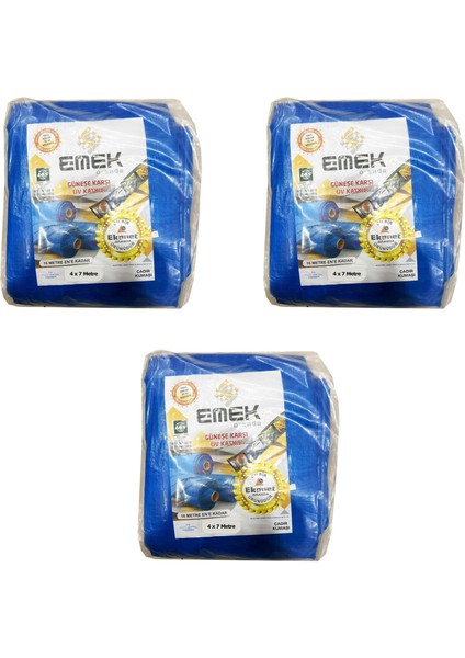 Çadır Kumaşı Branda Tente Uv Güneşlik Gölgelik Koruma Yağmur Su Geçirmez - 4x7 Metre - 3 Paket