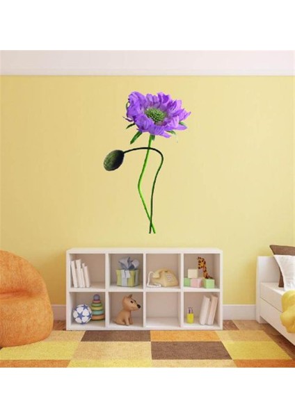 DUVAR ÇIKARTMA STICKER DEKORATİF DUVAR KAĞIDI,SÜS İKİ ADET MOR ÇİÇEKLİ PVC 70X50X0,5CM
