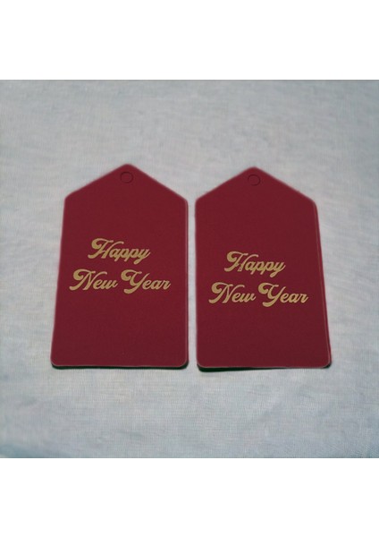 Roco Paper Co. Roco Paper Yeniyıl Yılbaşı Isim Sallantı Etiketi Kırmızı Altın Varaklı Happy New Year 50LI 4,5*7,5cm