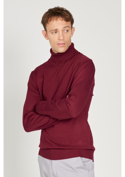 ALTINYILDIZ CLASSICS Erkek Bordo Standart Fit Normal Kesim Tam Balıkçı Yaka Triko Kazak fırsatları