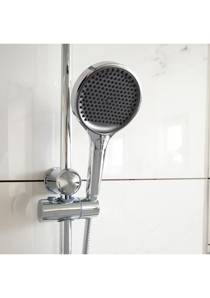 Banora Deluxe Yuvarlak Duş Sistemi, 2 Fonksiyon El Duşu Takımı, Paslanmaz Çelik, Standart Sabunluk, Krom