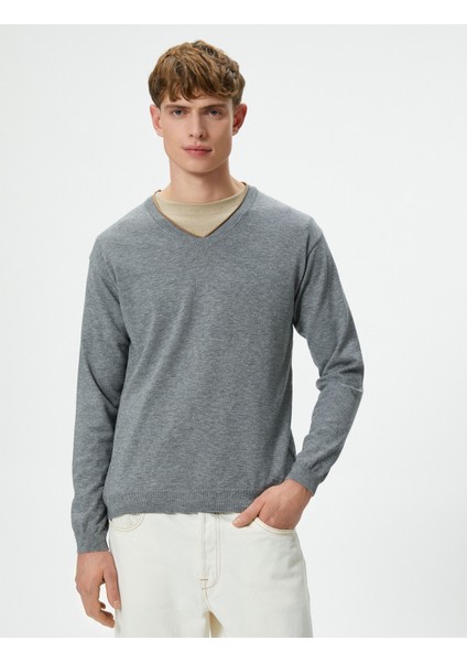 V Yaka Kazak Triko Slim Fit Uzun Kollu modelleri