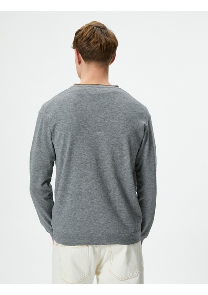 V Yaka Kazak Triko Slim Fit Uzun Kollu fırsatları