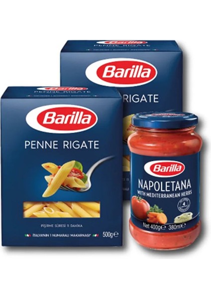 Penne Rigate (Kalem) Makarna 2 Adet + Napoliten (Napoletana) Makarna Sosu Set