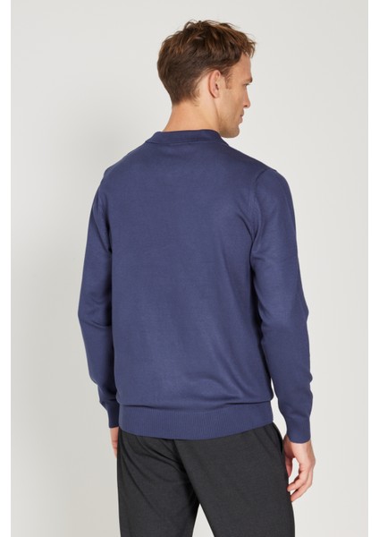 ALTINYILDIZ CLASSICS Erkek İndigo Standart Fit Normal Kesim Polo Yaka Triko Kazak indirimleri