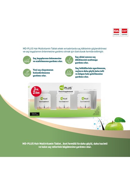 Hair Multivitamin 60 Tablet - 3 Al 2 Öde Set fırsatları
