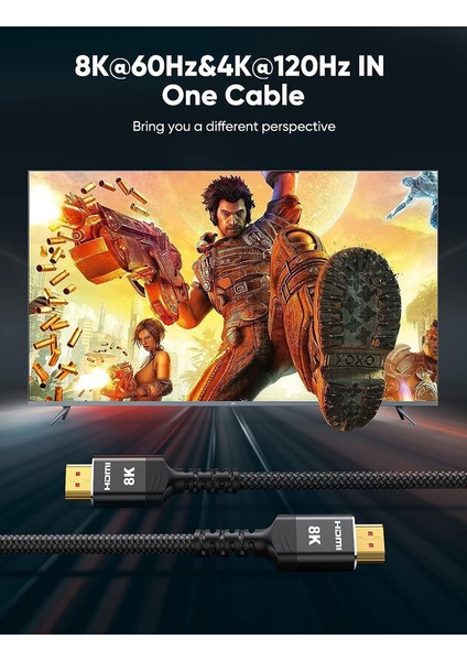 Roku Tv Hdtv Ps5 Blu-Ray Için 8k HDMI Kablosu Ince Ultra Yüksek Hızlı HDMI Örgülü Kablo (Yurt Dışından) fiyatları