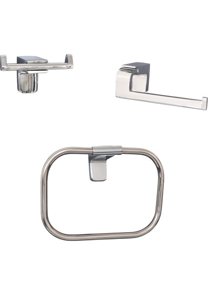 Banora Ikon 3'lü Premium Banyo Seti, Pirinç Paslanmaz, Krom