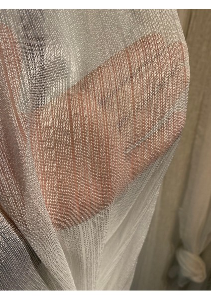 Aleyna Home Taç Mat Çelik Çizgili Tül Perde Kullanıma Hazır Normal Pile fırsatları