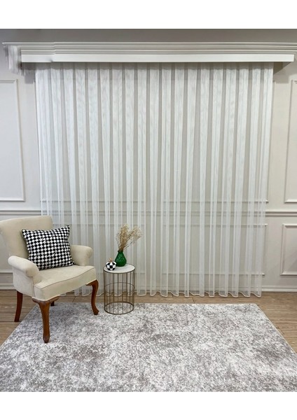 Aleyna Home Taç Mat Çelik Çizgili Tül Perde Kullanıma Hazır Normal Pile indirimleri