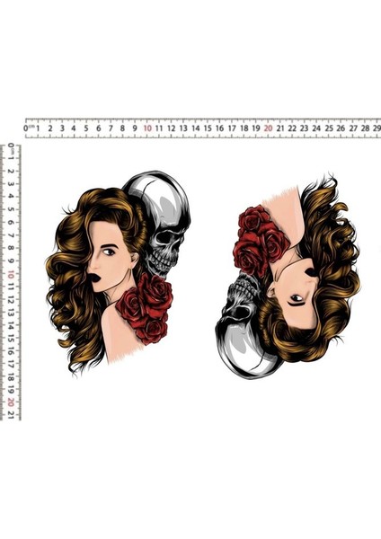 Kadın Kuru Kafa Motorsiklet Araç Leptop Dolap Sticker Çıkartma