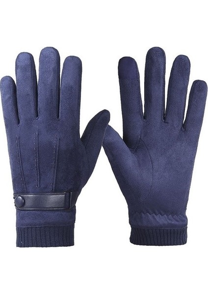 Bisiklete Binme Dış Mekan Kaymaz Rüzgar Geçirmez Kadife Eldivenler (Yurt Dışından)