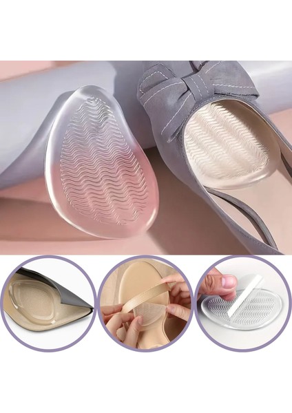 Stiletto Bayan Ayakkabı Kaydırmaz Jel Ön Tabanlık, Silikon Yarım Ayakkabı Tabanlığı, 1 Çift
