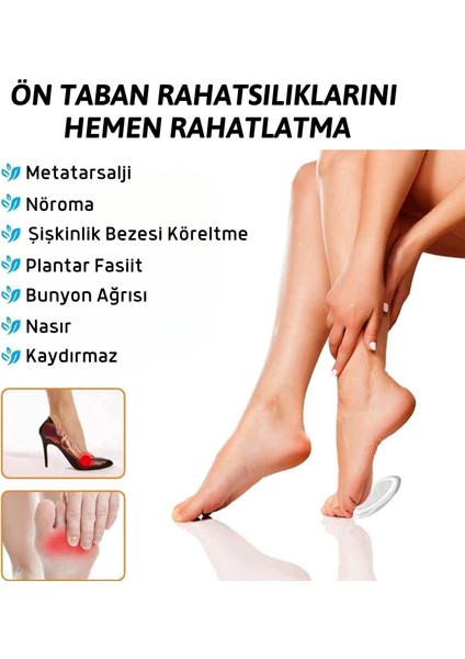 Stiletto Bayan Ayakkabı Kaydırmaz Jel Ön Tabanlık, Silikon Yarım Ayakkabı Tabanlığı, 1 Çift