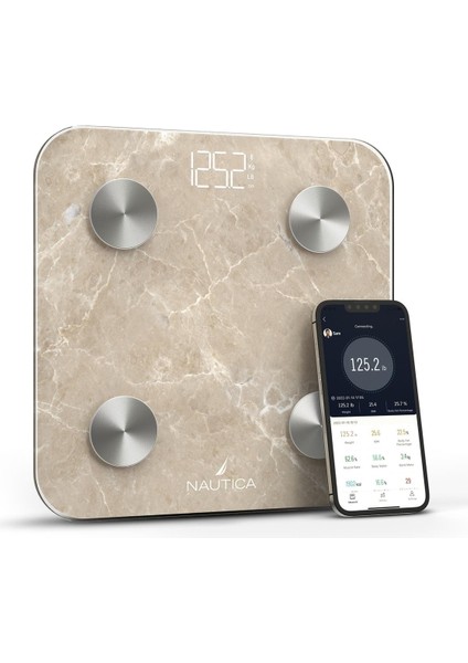 Marble Collection Vücut Analizli Akıllı Bluetooth Tartı Baskül Bej