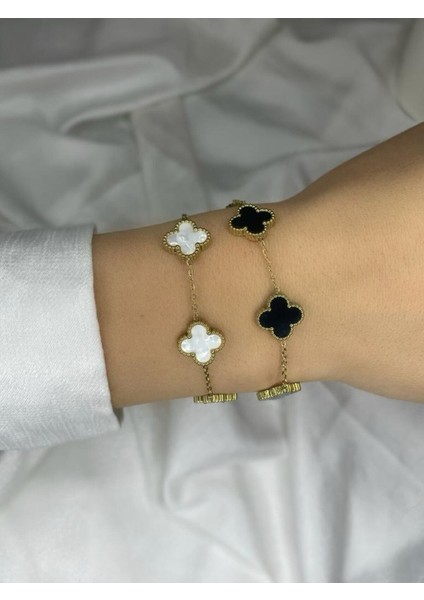 Sedef Beyaz Van Cleef Çelik Bileklik
