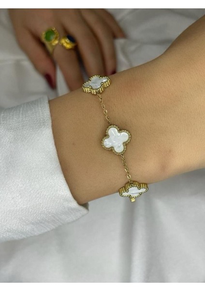 Sedef Beyaz Van Cleef Çelik Bileklik fiyatları