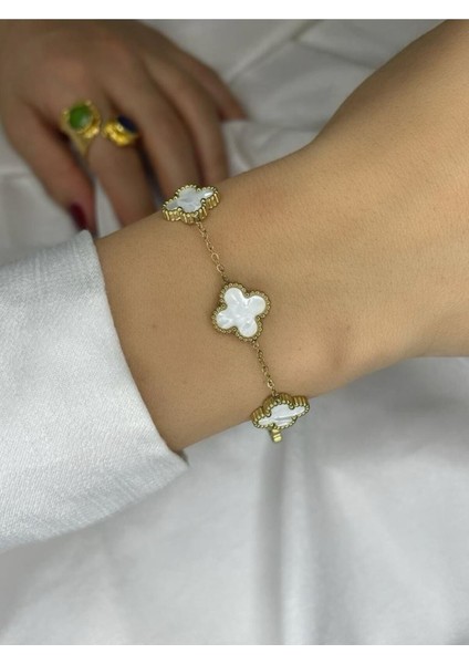 Sedef Beyaz Van Cleef Çelik Bileklik modelleri