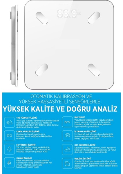 Hassas Mekanik Dijital Diyetisyen Yağ Ölçer Banyo Vücut Analiz Akıllı Bluetooth Tartı Baskül