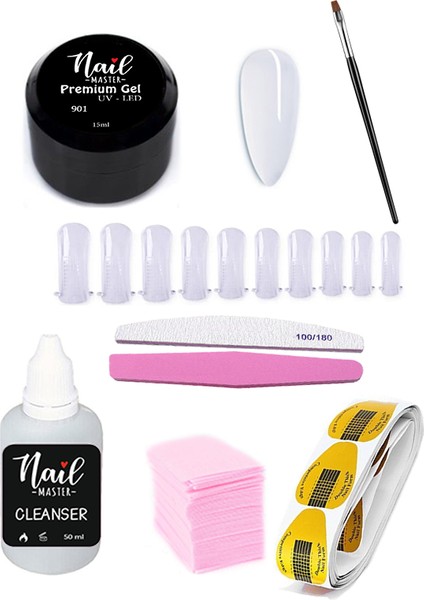 Nail Master Protez Tırnak Uv Jel Seti 901  Şeffaf