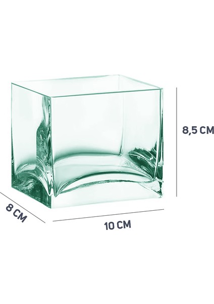 Dekoratif Yeşil Cam Mumluk 8 x 8,5 x 10 cm