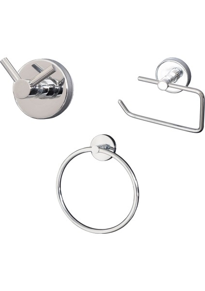 Banora Basic 3'lü Banyo Seti, Paslanmaz Metal, Krom