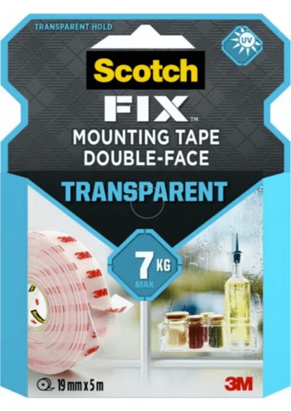 ™ Scotch-Fix™ Montaj Bandı - 4910C-1915-P, Şeffaf - Max 7 kg (19mm x 5m)
