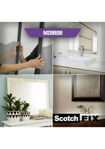 ™ Scotch-Fix™ Ayna Montaj Bandı - 4496W-1950-P, Max 5 kg (19mm x 1,5m)