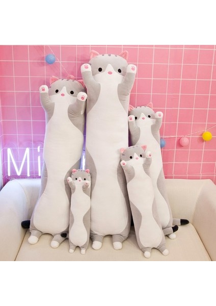 50CM Kedi Şekilli Oyuncak Peluş Yastık - Gri (Yurt Dışından)