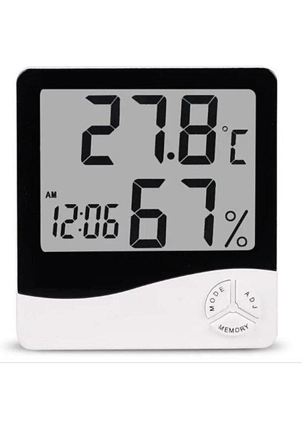 Dijital Oda Termometresi Sıcaklık ve Nem Ölçer Masa Saati Alarm