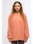 Turuncu Kadın Mineral Boyalı Organik Pamuklu Oversize Sweatshirt - Paula 1