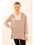 6861 Fermuarlı Çizgili Sweat Kahve 1