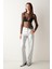 Silver Yüksek Bel Metalik Straight Fit Pantolon 4