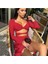 Flare Kollu Seksi Bodycon Kırmızı Mini Elbise 1