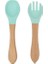 Cicibears 2 Adet Çocuk Ahşap Saplı Silikon Çatal Kaşık - Yeşil (Yurt Dışından) 1