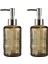 Banyo Seti Cam Sıvı Sabunluk 2 Adet,kristal Desenli Kahverengi 300ML 6,8X17,6CM 1