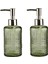 Banyo Seti Cam Sıvı Sabunluk 2 Adet,kristal Desenli Yeşil 300ML 6,8X17,6CM 1