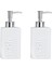 Banyo Seti Seramik Sıvı Sabunluk 2 Adet Beyaz Modern 7X7X17CM 300ML 1
